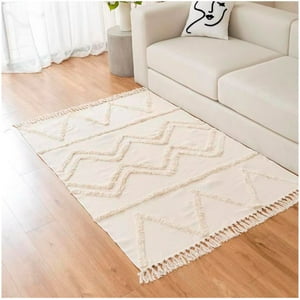 Top Lucky - Alfombra Estilo Nórdico Bohemio Con Flecos 120X180 Cm Zic