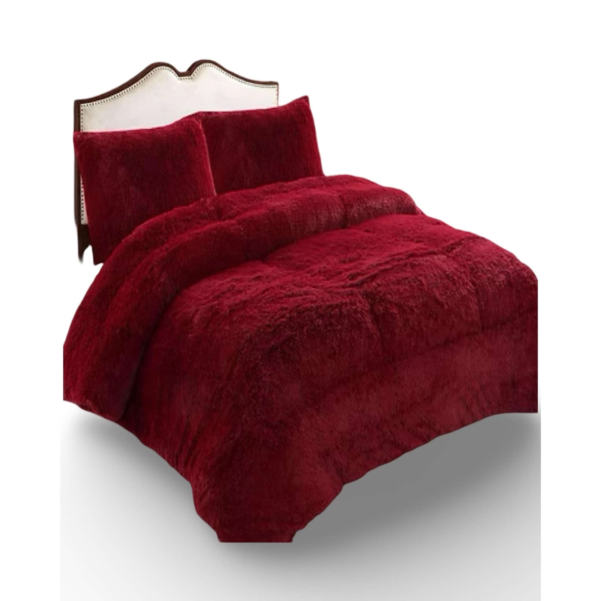 Gran Sol - Plumón Cubrecama Chiporro Peludo Grueso 2 Plazas Burdeo