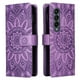 thumbnail image 1 of Funda tipo cartera FOXDOCK para Samsung Galaxy Z Fold 4 , diseño girasol en relieve, cuero PU, cierre magnético, soporte y tarjetero, 1 of 5