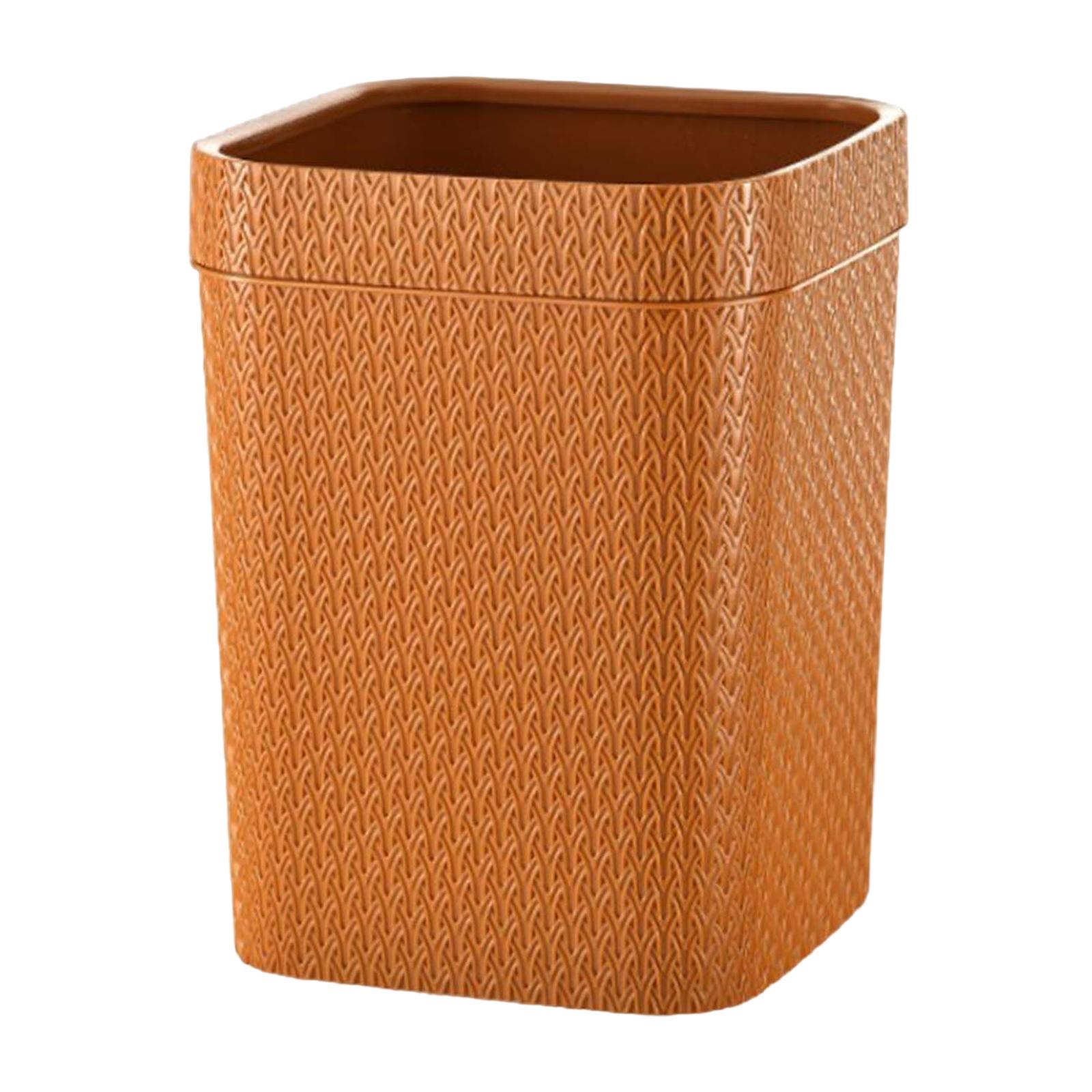 Magideal - Cubo De Basura Tejido De Ratán Contenedor De Basura De Plástico Cuadrado Compacto Cubo De Basura Para Baño Garaje Sala De Estar Oficina Interior Al Ai Naranja