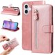 thumbnail image 1 of Funda tipo cartera para iPhone 17 con bolsillo con cremallera y ranuras para tarjetas – Función de soporte Rosa, 1 of 5