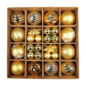 Magideal - 42 Piezas De Adorno Inastillable Decorativo 3 6 Cm Set De Navidad Hogar Vacaciones , Doral Dorado