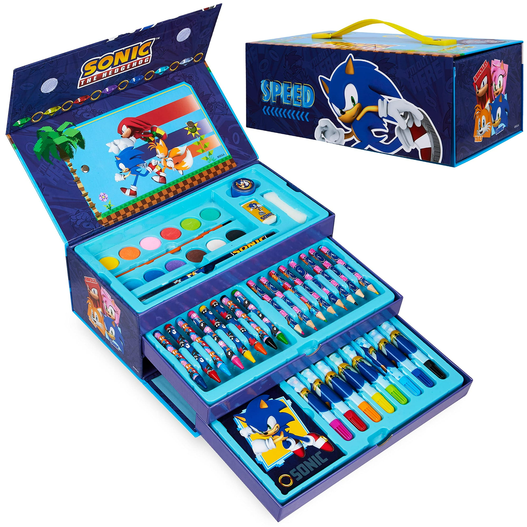 Set De Arte Sonic The Hedgehog Para Niños Con Más De 40 Piezas Y Estuche