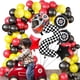 thumbnail image 3 of Set de decoración con globos a cuadros para fiesta temática de 2 coches de carreras, 3 of 7