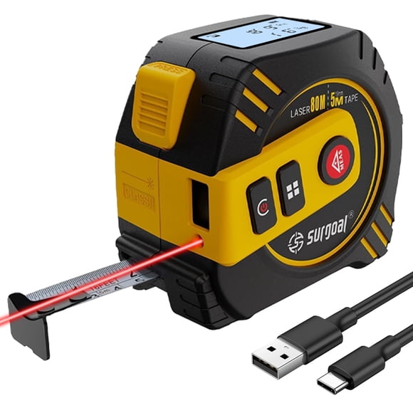 Cinta métrica láser SG SURGOAL, alcance de 80 m, recargable por USB