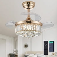 Ventilador De Techo Dumaiway 30 Golden Con Lámpara De Cristal Claro