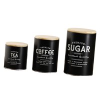Magideal - Juego De 3 Botes Para La Encimera De La Cocina: Recipientes Para Café, Té Y Azúcar Con Tapas. Juego De Botes Decorativos Grandes Para La Encimera De L Negro