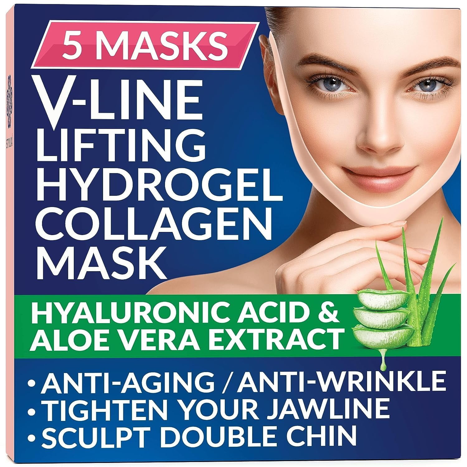 Cinturón Tonificador Facial En V Stylia, Mascarilla Para Papada, 5 Piezas