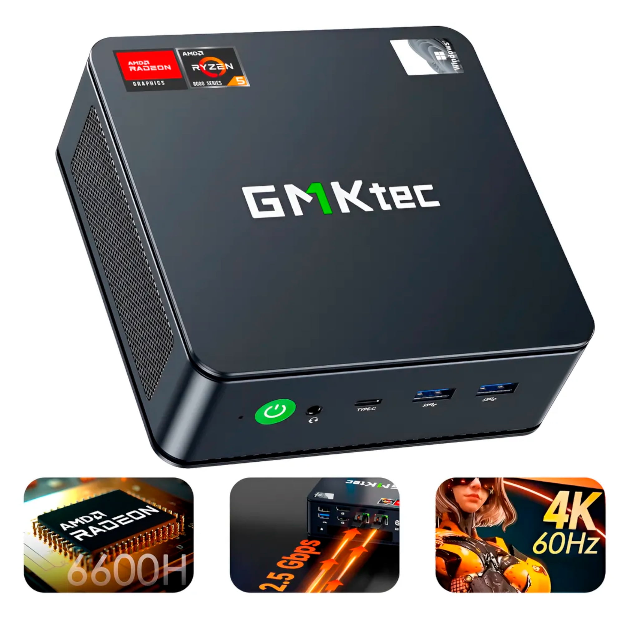 Mini Pc Gmktec M6 Ryzen5 6600h 16gb 1tb 3display 8k Ddr5