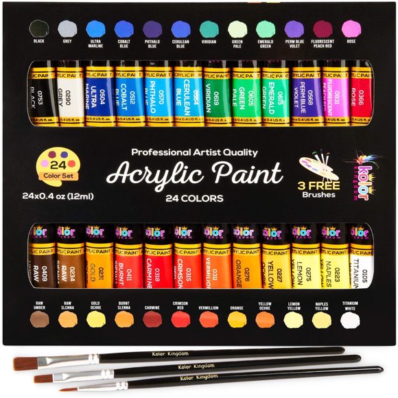 Set de Pinturas Acrílicas Kolor Kingdom, 24 Colores Brillantes