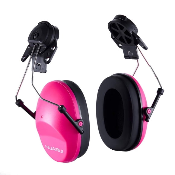 Casco con cancelación de ruido, orejeras ajustables, HUARUI, color rosa