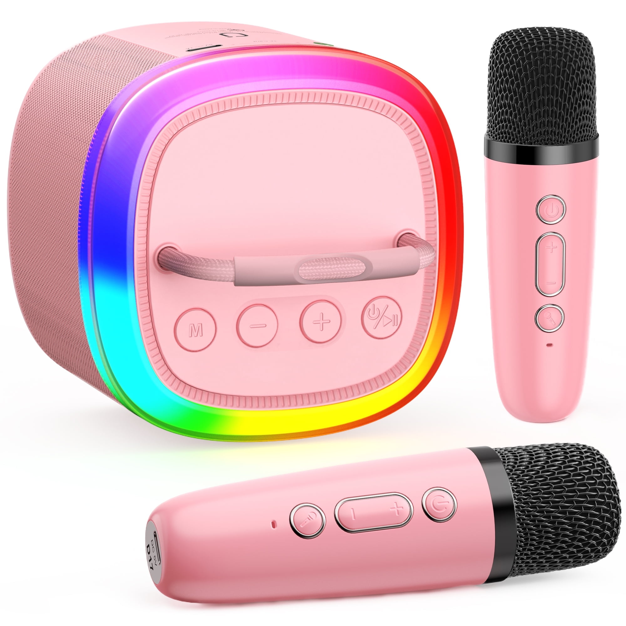 Parlante Karaoke Jyx, Mini Parlante Bluetooth Portátil Con 2 Micrófonos Inalámbricos Y Luces Rgb, Efectos De Sonido Mágicos, D17p-t