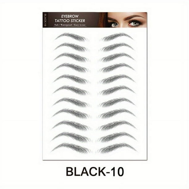 6D Eyebrow Tattoos Stickers Makeup Long Lasting Black Brown Eyebrow Sticker Hair-Like Waterproof Natural Fake Eyebrow Stickers For Brow Grooming Shaping