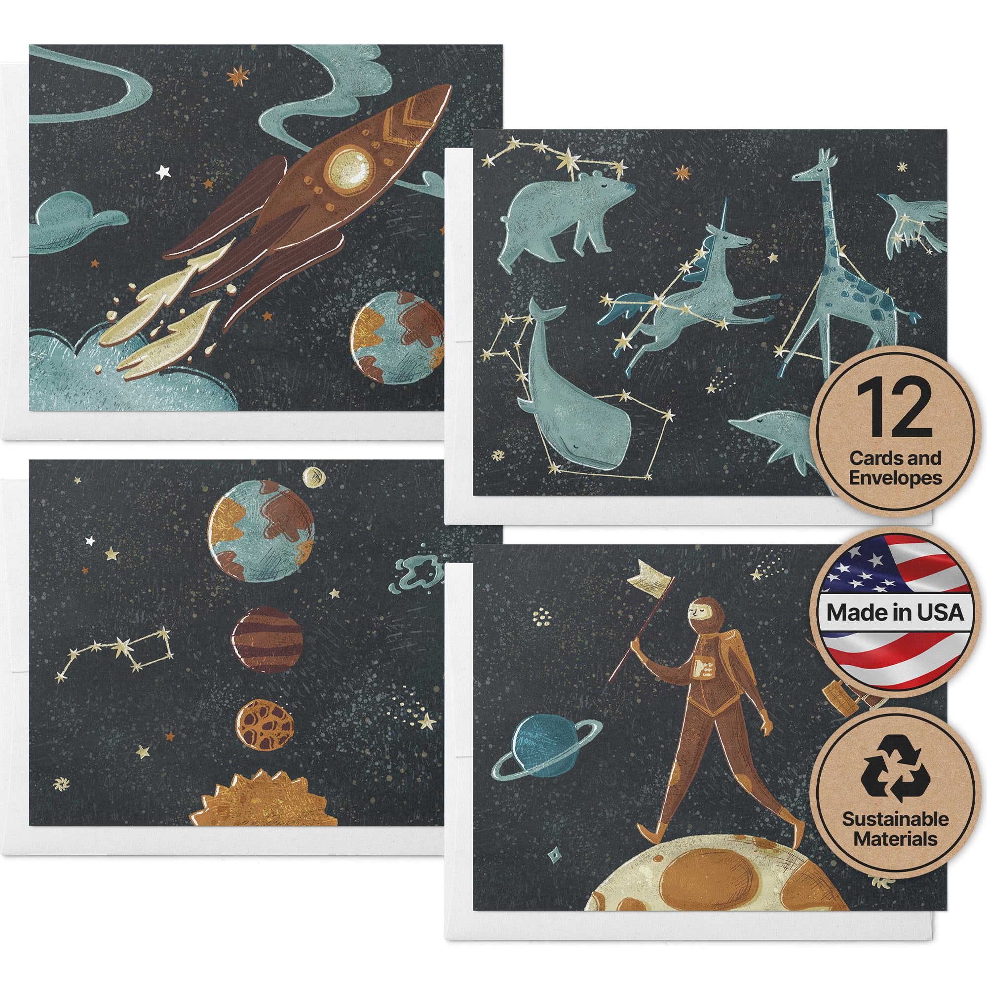 Twigs - Juego De Tarjetas De Notas Con Diseño De Ramitas Y Espacio De Papel, 12 Unidades Con Sobres