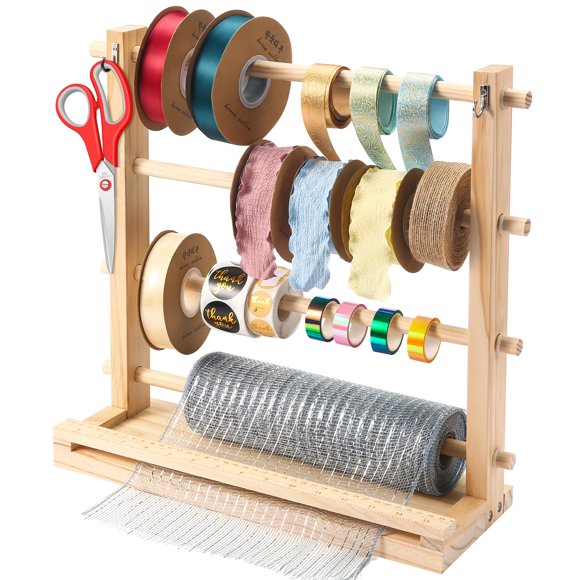 Organizador de cintas Aulin 45 × 15 × 40 cm de madera con 7 espigas