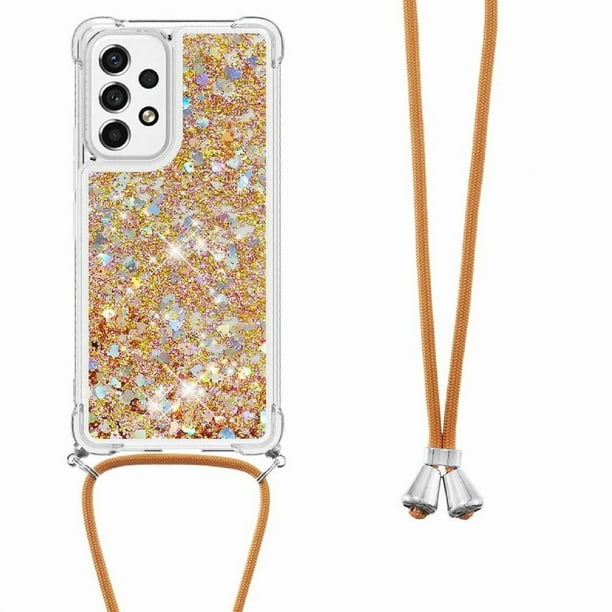 Funda FOXDOCK para Samsung Galaxy A53 5G con Cuerda Ajustable, Brillo Líquido, Protección Antigolpes y Lente – Ideal para Regalo