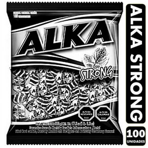 Arcor - Alka Strong Negro - Caramelos Refrescantes (Bolsa Con 100Un)