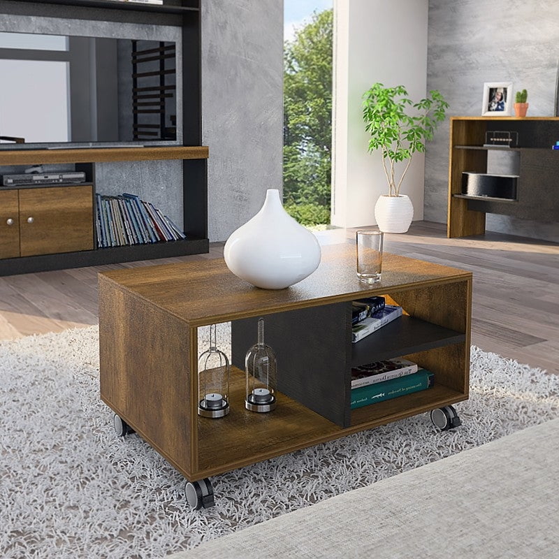 Tuhome - Mesa De Centro 43,4x50x80 Cm Caramelo Y Wengue