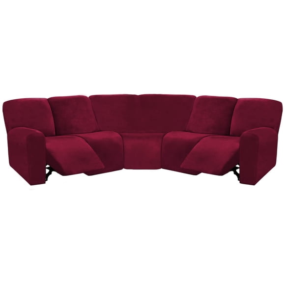 Funda para muebles ULTICOR, sofá reclinable de terciopelo en forma de L, color burdeos