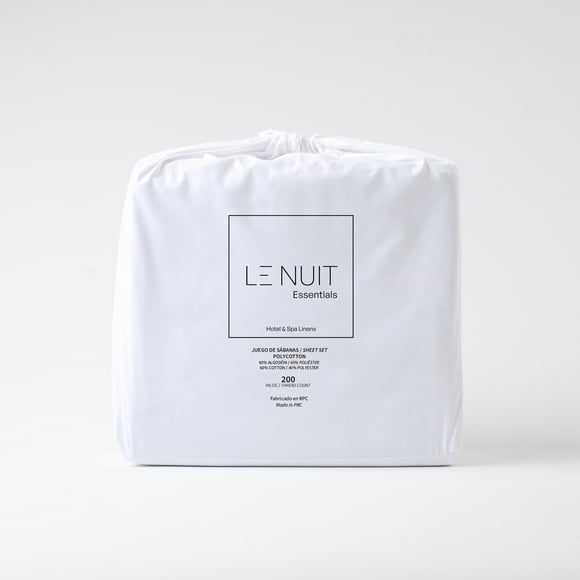 Sábanas 1,5 Plazas Polycotton Percale 200 Hilos Essentials Liso Blanco