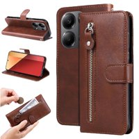 Gangxun - Funda Con Cremallera Para Xiaomi Poco M6 Pro 4G, Carcasa Cartera De Cuero Pu Con Soporte Y Tarjetero