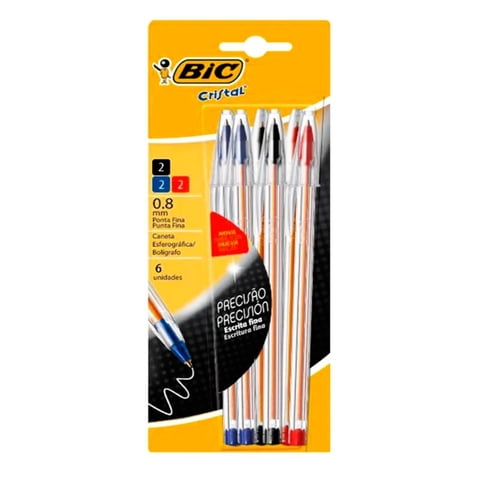 Bic - Pack X 4 Blister De 6 Bolígrafos Cristal Fino Surtido –