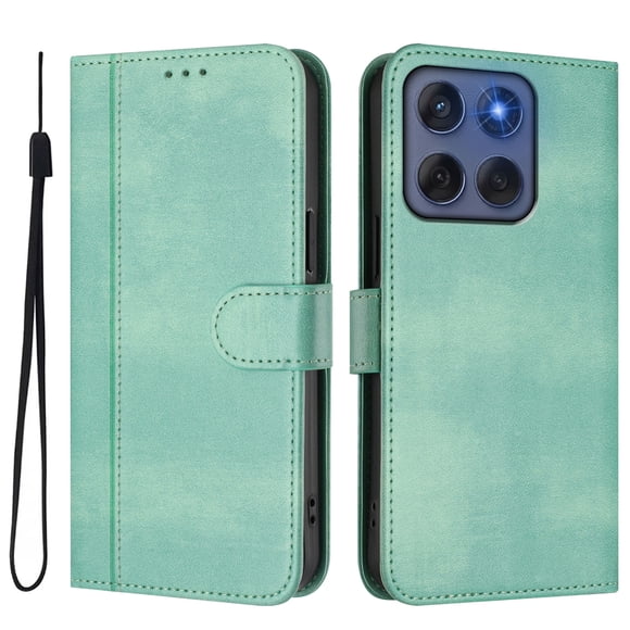 Funda Cartera para Motorola Moto Edge 60 Fusion Protección 360° con Ranuras para Tarjetas y Soporte Verde claro