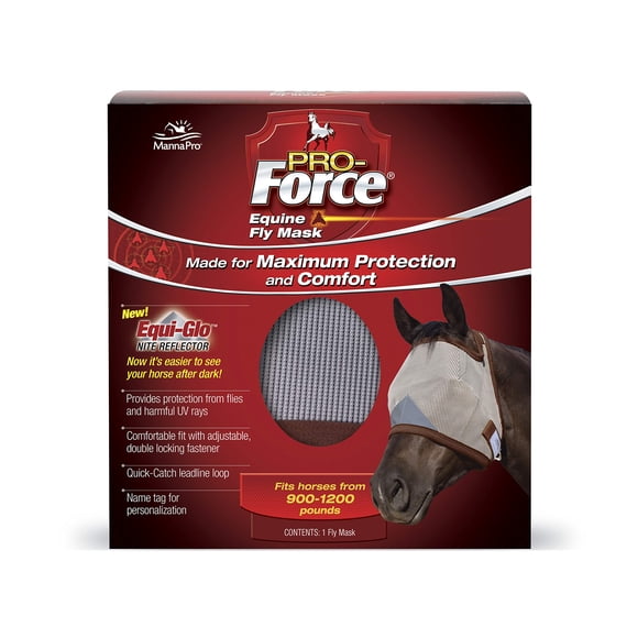 Máscara antimoscas Manna Pro Pro-Force con protección UV y ajuste regulable