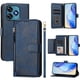 thumbnail image 1 of Funda tipo libro para Oukitel C51 con bolsillo con cremallera, cierre magnético, 7 ranuras para tarjetas y correa para la muñeca., 1 of 6