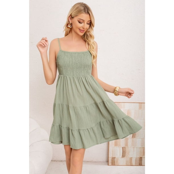 Mini Vestido Corto Pabilos Primavera Mujer Unicolor Moderno 3370