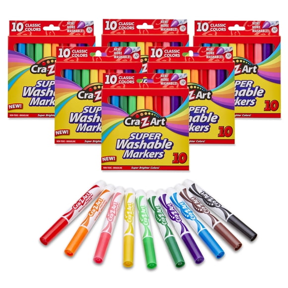 Marcadores Cra-Z-Art 6 x 10 unidades Lavables de Punta Ancha