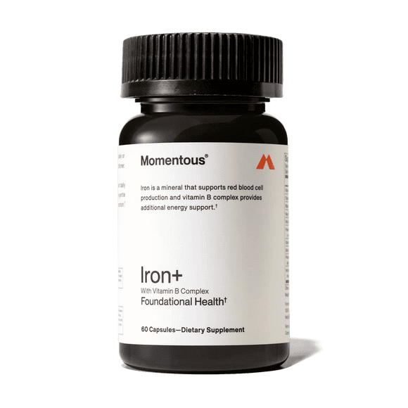 Momentous Iron+ — Hierro Ferrochel 25 mg + Vitamina C y Complejo B · 60 cápsulas
