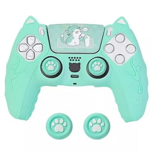 Funda Protectora Aaronmei Para Control Ps5 Verde Con Orejas De Gato Y Capuchón Para Joystick