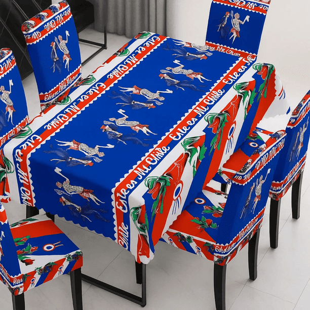 Set Mantel Dieciochero Más 6 Fundas Sillas Fiestas Patrias