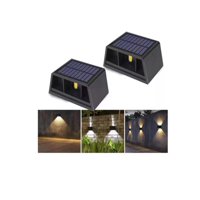 Tomasstore - X 2 Aplique Luz Cálida Solar Foco Doble Cara De Pared Negro