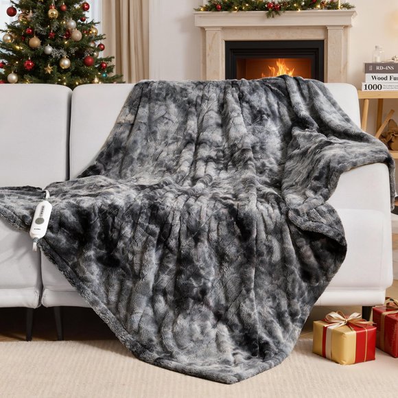 Manta térmica WOOMER, 150 x 180 cm, piel sintética gris mármol