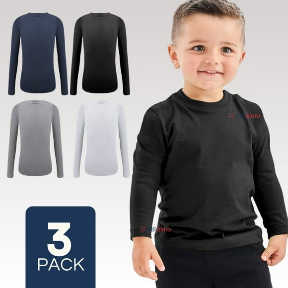 Pack 3 Camisetas Bambú Primera Capa Polera Niño Cuello Redondo Surtido