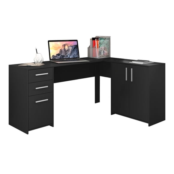 Escritorio Asunción Negro 3 Puertas / 2 Cajones