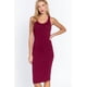 thumbnail image 1 of Saronite Vestido Midi Ajustado con Espalda Nadadora y sin Mangas Basics, Burdeos (para Mujer), 1 of 4