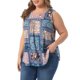 thumbnail image 4 of Agnes Orinda Women's Plus Size Boho Tank Tops Sin Mangas con Cuello Redondo Plisado Dobladillo Curvado Casual de Playa Camiseta Flowy 4X Azul Marino, 4 of 6
