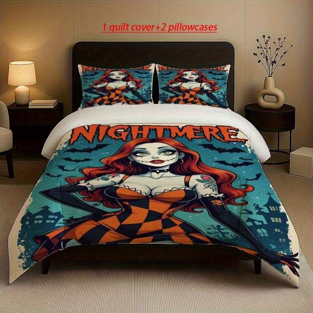 Redhead Gothic Illustration Bedding Set Soft and Comfortable for All Seasons Ideal for Home and Bedroom Decor
