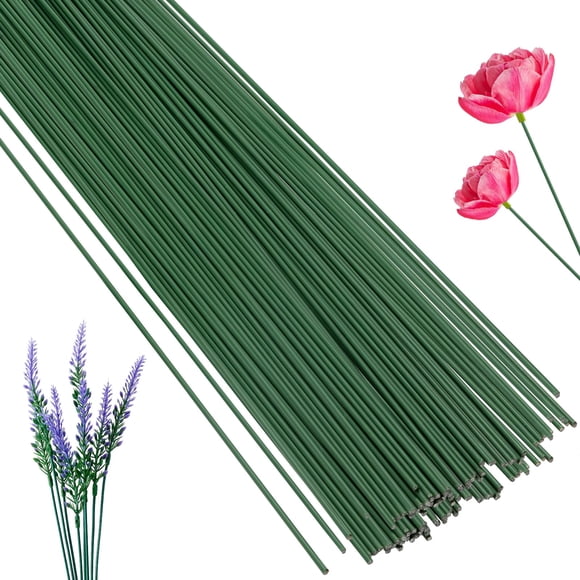Alambre con tallos florales Rrshnsgv, calibre 2, verde oscuro, 36 cm, 100 unidades