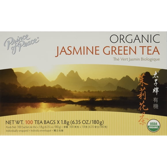 100 bolsitas de té orgánico verde jazmín de Tea Prince Of Peace