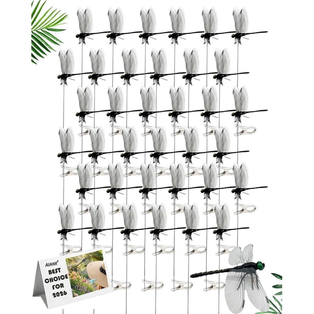 Clips libélula repelente insectos señuelos realistas 3D falsos estacas jardín 12 uds