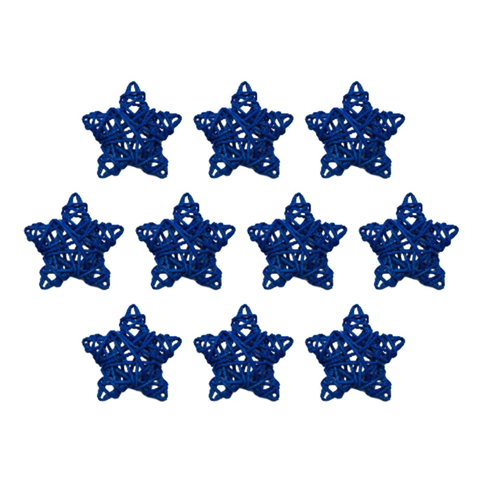 Magideal - 10 Uds. Colgantes De Estrella De Navidad Pentagrama De Navidad Adorno De Ratán Reutilizable Colgante Para Decoración De Fiesta De Año Nuevo De Vacacio Azul