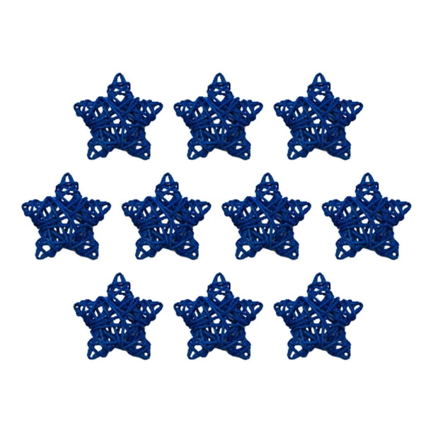 10 Uds. Colgantes de estrella de Navidad pentagrama de Navidad adorno de ratán reutilizable colgante para decoración de fiesta de año nuevo de vacacio azul