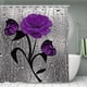 thumbnail image 2 of 1pc Purple Rose Shower Curtain, Waterproof Shower Curtain With 12 Hooks, Non-Slip Bathroom Rug, Toilet U-Shape Mat, Toilet Lid Cover, 2 of 4