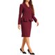 thumbnail image 4 of INSPIRE CHIC Conjunto de Traje de Falda de 2 Piezas para Mujer Regreso a Clases Traje de Maestra Conjunto de Blazer Peplum Falda Lápiz de Cintura Alta Atuendo de Trabajo Vino Rojo 2XL, 4 of 6