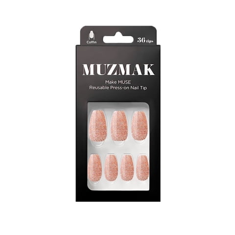 Muzmak - - Uñas Press On Champagne Rose Coffin 36 U.
