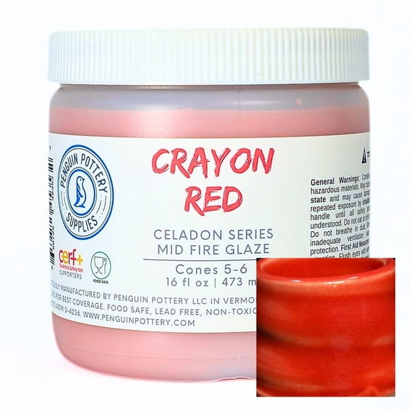 Esmalte cerámico Penguin Pottery Crayon Red de cocción media 473 ml